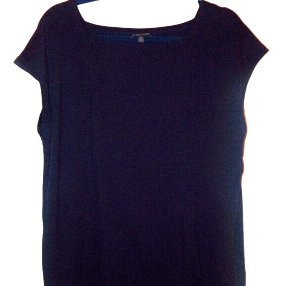 EILEEN FISHER SZ.SMALL, NAVY BLUE SQUARE NECK & ARMS OVERSIZED SHIRT DRESS - Picture 1 of 7